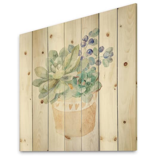 Designart - Succulent Flower In Terracotta Pot II